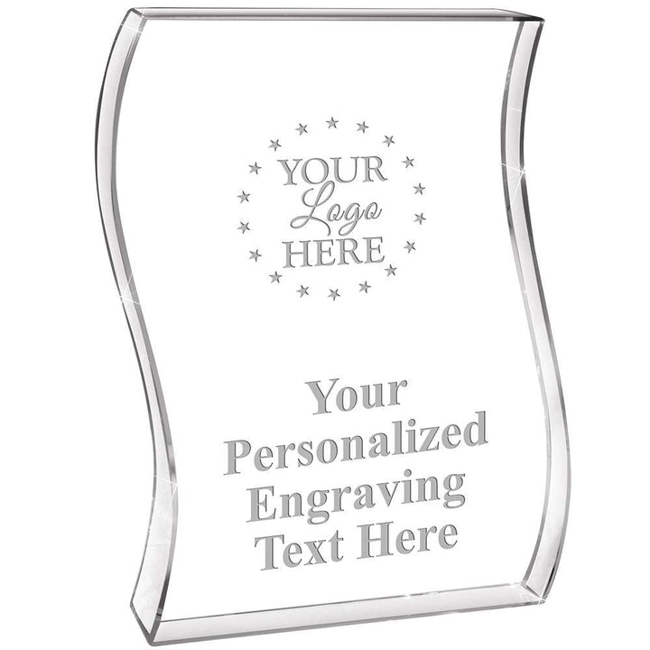 Employee of The Month Wave Acrylic Award, 4" H Personalized Employee Award, Engraving Included Prime