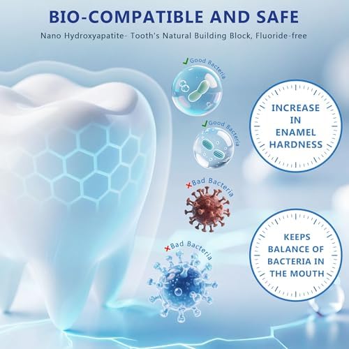 7.5% Hydroxyapatite Toothpaste, Enamel Repair Protection, Tooth Strengthening Whitening Nano Hydroxyapatite, Fluoride-Free Safe for Sensitive Teeth, Natural Peppermint Fresh Breath & Antiplaque 3pcs