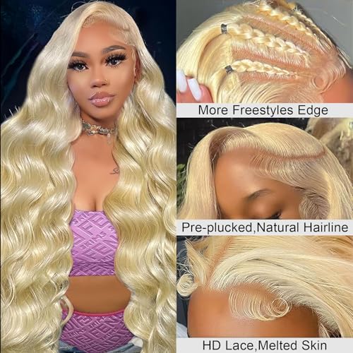 30 Inch 613 13x6 Lace Front Wig Human Hair 200 Density Blonde Body Wave Lace Front Wigs Human Hair Blonde Wig Human Hair 613 HD Lace Frontal Wigs Human Hair Pre Plucked 613