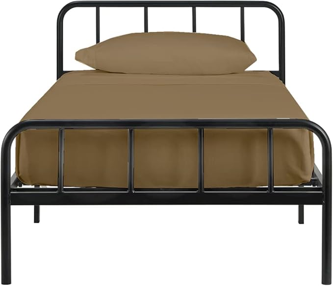 4 PC Cot Sheet Set 33x75, 100% Cotton Fitted Cot Sheet- Perfect for Narrow Twin/Rv Bunk/Camping Cot/Guest Bed Replacement, Sheets for Cot Bunk Bed-Fits Upto 4-8" Deep Mattress- Taupe Solid