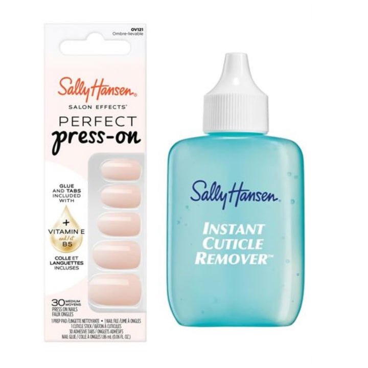 Sally Hansen Instant Cuticle Remover | Ombre Press-On Nails Kit | Nail Care Set