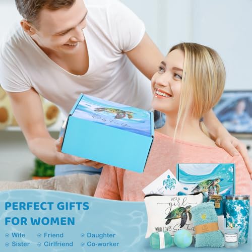 Sea Turtle Gifts for Women,Turtle Gifts Set for Turtle Lovers Turtle Gift Baskets Relaxing Spa Bath Gift Baskets Birthday Gifts for Women Gift Set for Her Sister Friends Mom Mother's Day