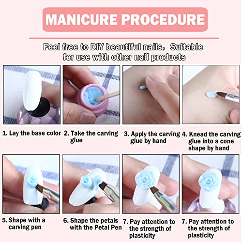 12 Colors Sculpture Painting Set, 3D Nail Art Set with Carved Painting Pen, Salon Creative DIY Gel Nails