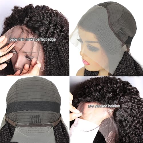 24 Inch Kinkycurly Wig Human Hair 13x4 Lace Front Wigs 180 Density Glueless Wigs Human Hair Pre Plucked Brazilian Kinky Straight Wig Lace Frontal Wigs for Black Women Virgin Human Hair
