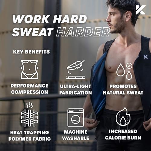 Kewlioo Men's Premium Zip Sauna Tank Top for Men - Heat Trapping Sauna Shirt for Men, Compression Sweat Suit for Gym, Workouts, Exercise, Fitness, Sauna Suit For Men (Black, S/M)