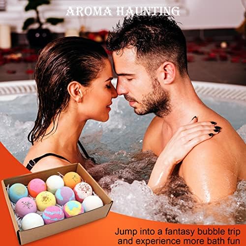 Bath Bombs Salt Balls,12 PCS Gift Set,Vanilla Menthol Rose Extract Essential Oils,Moisturizing Dry Skin,Fizzy Spa,Relaxing,Bubble Bath Bomb Gifts Idea for Men Women