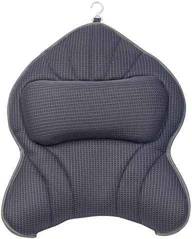 Extra Thick Large Bath Pillow with Neck,Back,Head Support for Bathtub, Spa, Soaking Gray(19''x15'')