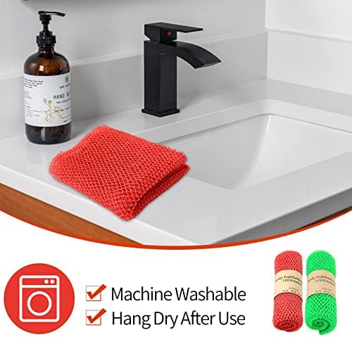 2 Pieces African net Sponge for exfoliating,African exfoliating net, African wash net, African Ghana Sapos scrubbing washcloth rag for Smoother Skin and Daily use;Yellow-Blue