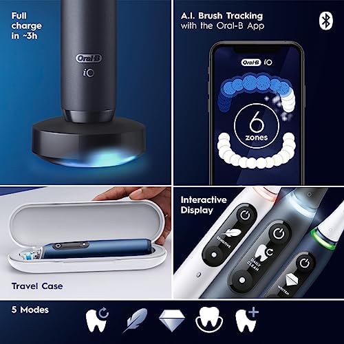 Oral-B iO Series 7 Electric Toothbrush with 2 Replacement Brush Heads, White Alabaster