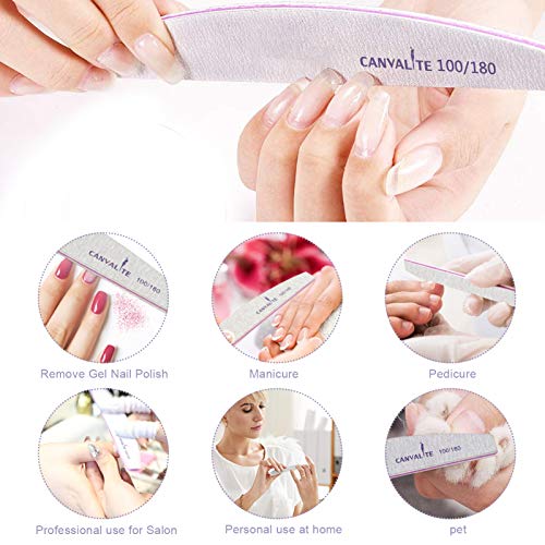 Canvalite 50 PCS Nail File Professional Nail Files Reusable Double Sided Emery Board(100/180 Grit) Nail Styling Tools for Home and Salon Use