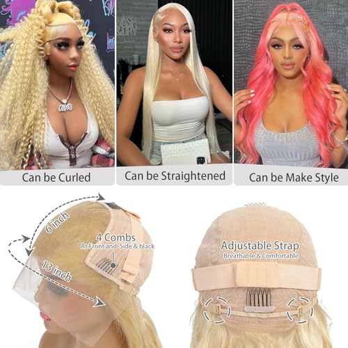 30 Inch 613 13x6 Lace Front Wig Human Hair 200 Density Blonde Body Wave Lace Front Wigs Human Hair Blonde Wig Human Hair 613 HD Lace Frontal Wigs Human Hair Pre Plucked 613