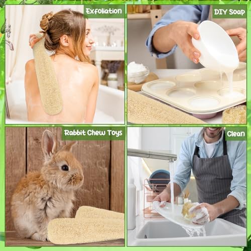 15.7 inches Natural Loofah Sponges Pack of 6, for Kitchen Dishes Body Scrubber