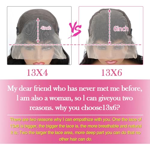 13x6 Lace Front Wigs Human Hair Pre Plucked 200% Density Body Wave HD Lace Front Wigs Human Hair Transparent Frontal Glueless Wigs Virgin Human Hair with Baby Hair for Women Natural Black 30 Inch