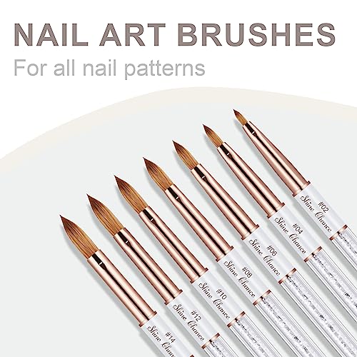 Acrylic Nail Brush Size 8, 100% Real Kolinsky Art Nail Brush for Acrylic Powder Application, Handmade Women Manicure Nail Extension Tool for Professional DIY Home Salon and Beginners