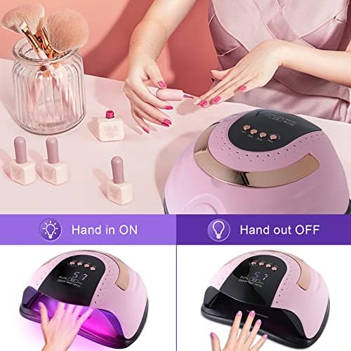 268W UV LED Light Lamp Nail Dryer for Gel Polish with 57 pcs Dual Light Beads 4 Timer Setting and Automatic Sensor