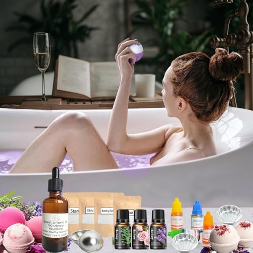 Bath Bomb Making Kit- Make Your Own Spa Set, Shower Craft Kits with Bath Bomb Molds, Soap Making Kits, Beginner Bath Bomb Kit DIY Bath Bombs Kit for Making Supplies Gifts for Girls Women