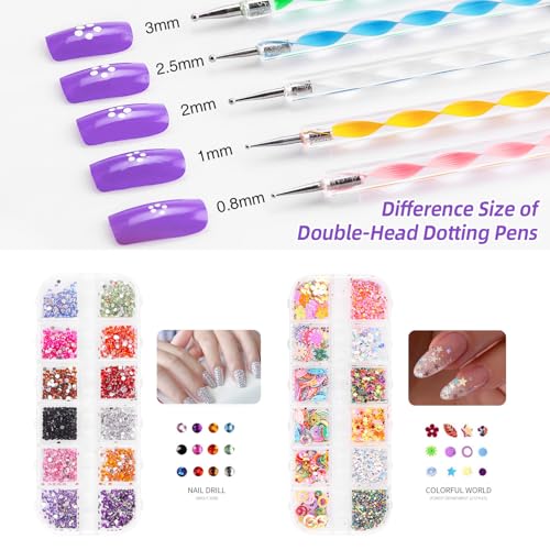 Acrylic Nail Kit Starter Set 12 Color Acrylic Powder with Nail Drill U V Light Full Tools Everything for Beginners Home Salon (-27)