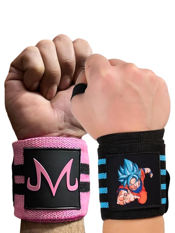 CROWN Anime Wrist Wraps 2 Pairs Bundle - 24" Lifting Straps for Men and Women - Gym Accessories Support Weightlifting, Powerlifting, Strength Training, Workout (Duo F)