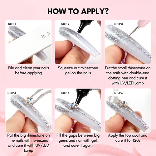 Makartt Nail Rhinestone Glue for Nails- 60ML Super Strong Gel Glue for Rhinestones, 3D Art Charm Decorations Bling Gem Bow Jewels Crystals Beads Diamonds Pearls, Beauty Gift, UV Lamp Need