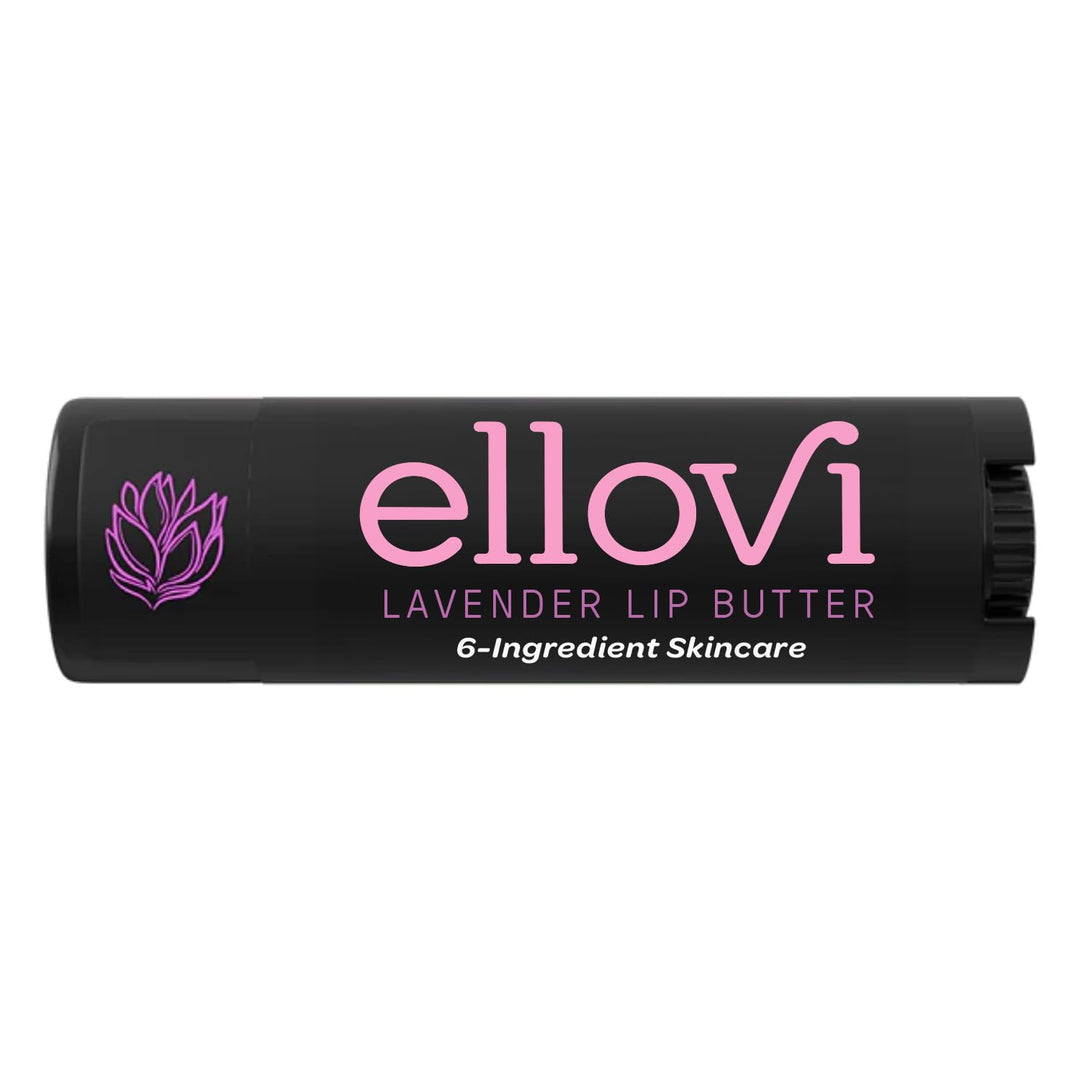 Ellovi Natural Lip Butter Lip Balm - Lavender - Pure Enough To Eat - Made With Just 6 Vegan Ingredients - 100% Natural & Organic