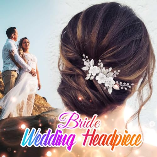 Catery Flower Bridal Hair Comb Silver Wedding Hair Clip Rhinestone Accessories for Women