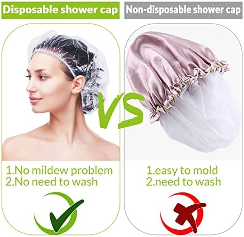 Retisee 500 Pcs Disposable Shower Caps Bulk 18.2 Plastic Clear Hair Caps Elastic Large Thick Waterproof Bath Covers for Women Hair Care Cleaning Supplies Spa Hotel Salon Home Travel Accessories