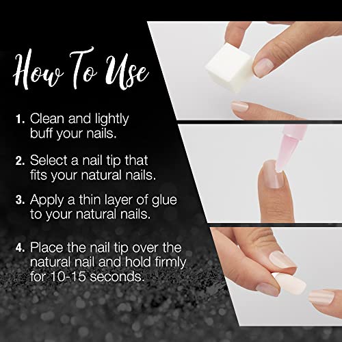 Ardell Nail Addict Press On Nails Artificial Nail Kit - Classic French Tips, Reusable Acrylic Fake Nails, 24 Nails