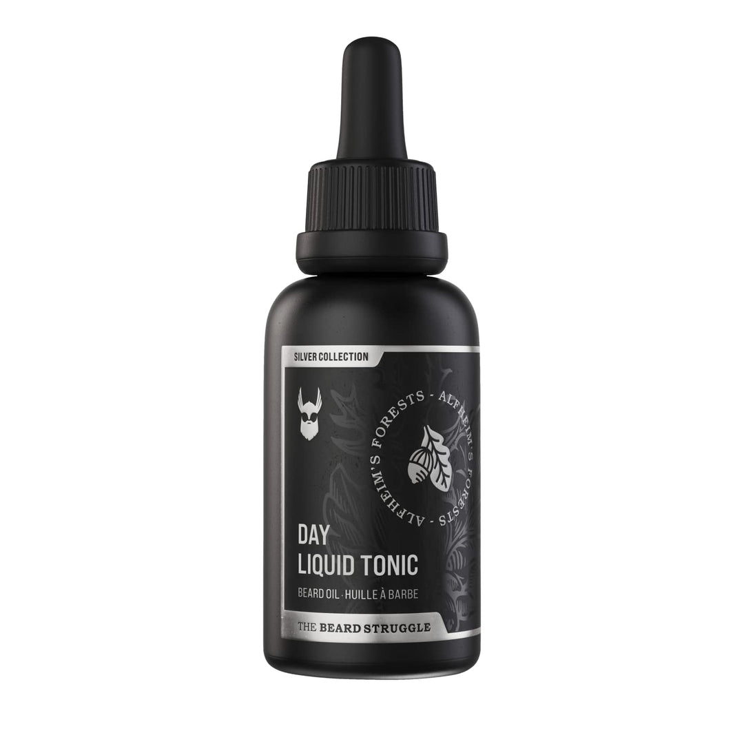 The Beard Struggle - Day Liquid Tonic Beard Oil - Silver Collection (Alfheim's Forests) - Beard Oil for Men - Moisturize, Softens Hair, Reduces Itch - Day Time Beard Growth Oil (1 Fl oz)