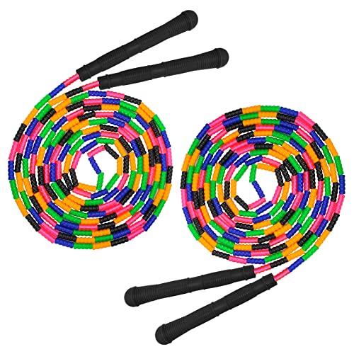 Coolrunner 16 FT Long Jump Rope(2 PACK), Double Dutch Jump Rope, Soft Beaded Skipping Rope for Kids Adults, Plastic Segmented Jump Rope, Long Enough for 4-5 Jumpers(Black)