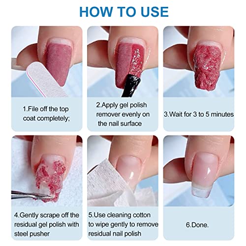 LOUINSTlC Gel Nail Polish Remover 2 Pack, Gel Polish Remover 3-5 Minutes Easy & Quick, Gel Remover for Nails Remove, nall polish remover No Need Soaking Or Wrapping -0.5 0z