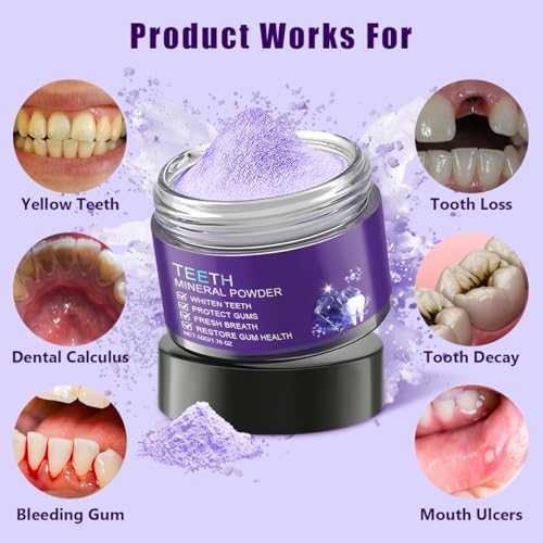 2PCS Teeth Restoration Mineral Powder, Mineral Tooth Powder, Teeth Whitening Mineral, Effective in Strengthening Teeth and Gums for Daily Use (50g/1.76 oz)