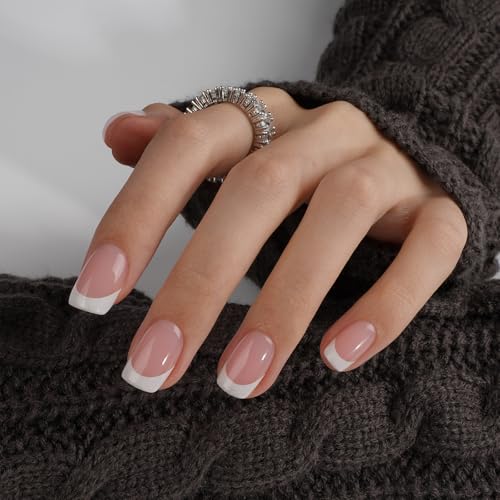 Canvalite Soft Gel French Tip Nails, 180 Pcs Extra Short Press on Nails for Women Flexible Pre-Painted White French Tip Gel Nails Nail Tips No File Need DIY Manicure Gifts for Women, Glue Not Included