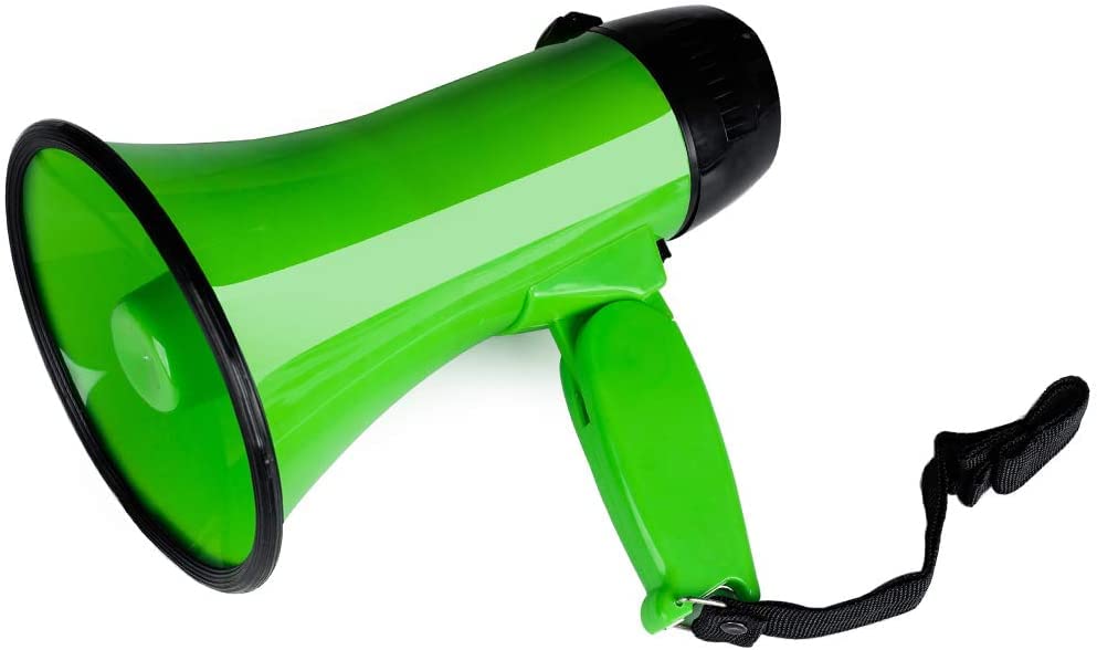 MyMealivos Portable Megaphone Bullhorn 20 Watt Power Megaphone Speaker Voice and Siren/Alarm Modes with Volume Control and Strap (Green)…