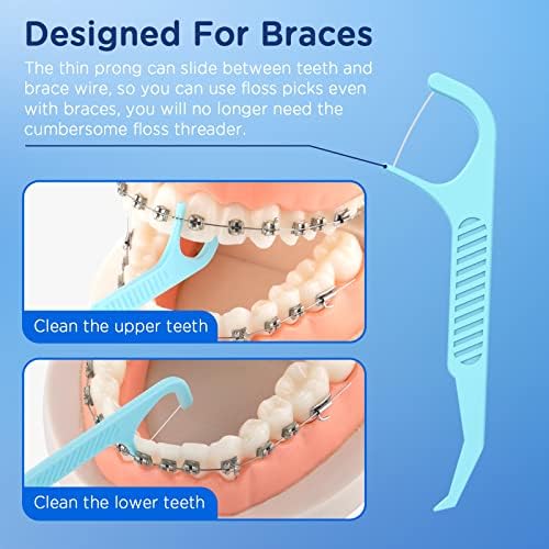 300 Count Orthodontic Flossers for Braces - Ortho Dental Floss Picks, 75 Count (Pack of 4), with a Travel Case