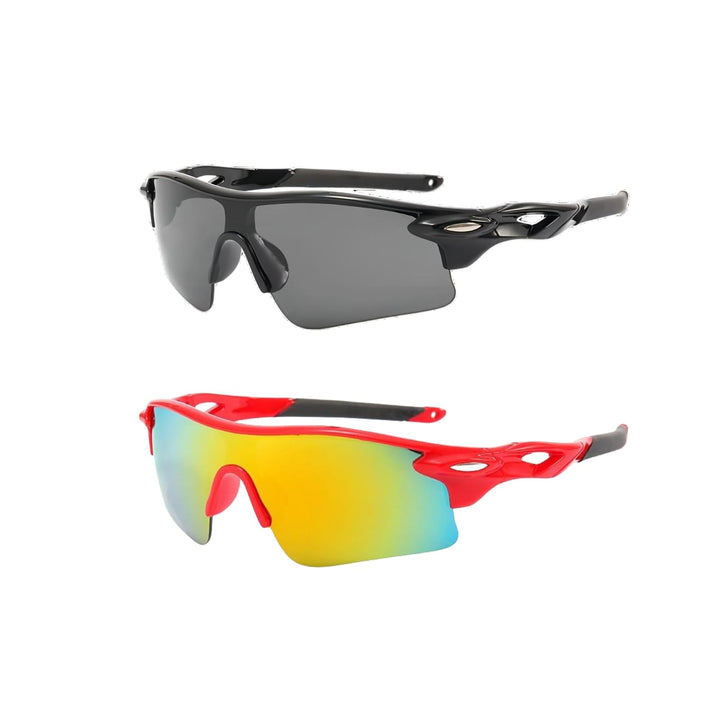 swanoble UV400 2 Sports Sunglasses for Kids Cycling,Light frame Sunglasses for Boys Girls,Youth Softball Baseball Golf (Black+ Red)