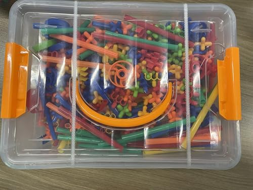 1000 Pieces Reusable Construction Tubes and Connectors Toys, Fort Building Toys for Kids, STEM Creative Building Games for Boys and Girls Ages 4 5 6 7 8 Years Old