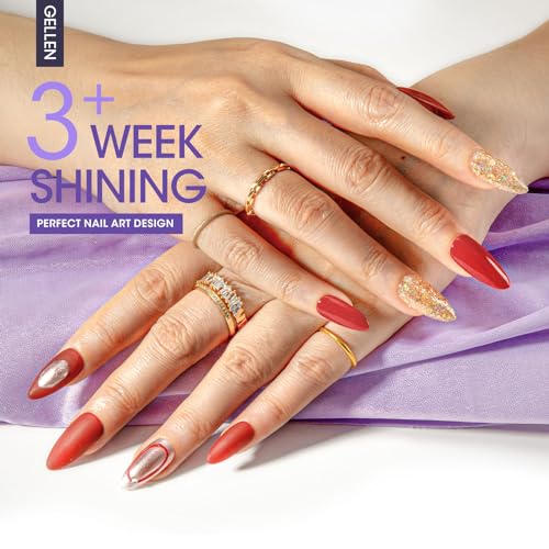 Gellen Gel Top Coat, 18ml 3pc Gel Base and Top Coat Matte and Glossy Top Coat for Gel Nail Polish,No Wipe Clear Gel Top Coat Gel Base Coat Nail Polish Soak Off UV Lamp Gel Polish Set for Starter
