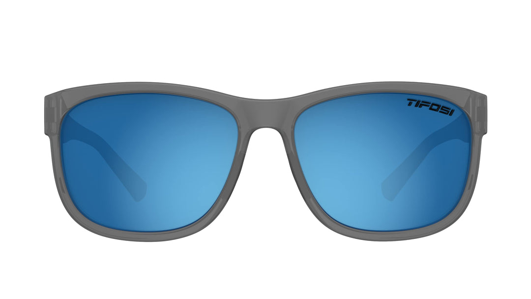 Tifosi Optics Swank XL Sunglasses (Satin Vapor, Smoke Lens with Sky Blue Mirror - Polarized)
