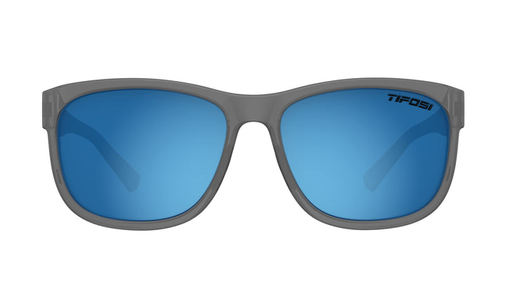 Tifosi Optics Swank XL Sunglasses (Satin Vapor, Smoke Lens with Sky Blue Mirror - Polarized)