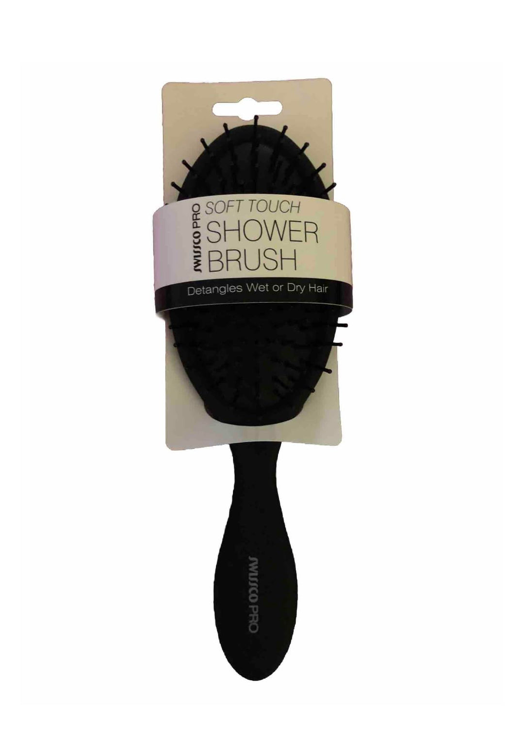 Swissco Pro Soft Touch Oval Shower Hair Brush (Black)