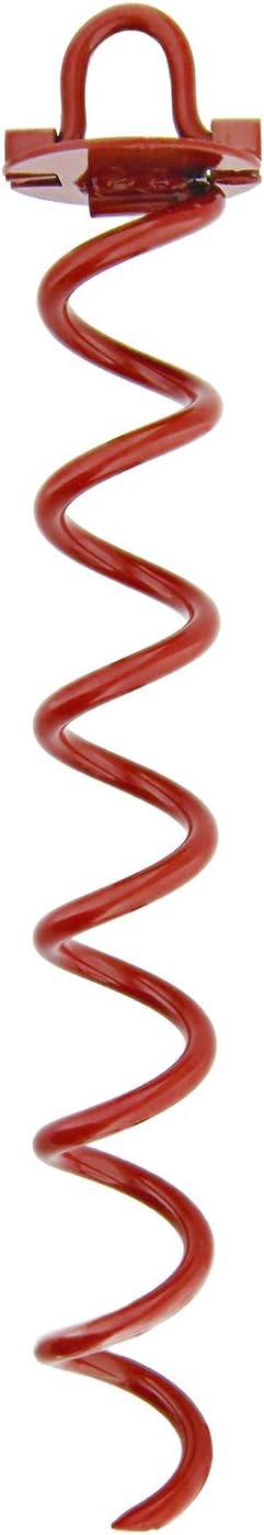 7Penn Ground Anchors Screw in 4 Pack - 16 Inch Red Spiral Dog Leash Ground Anchor Tie Down - Heavy Duty RV Canopy Stakes for High Wind Camping Tents with 475 lbs Pull Force