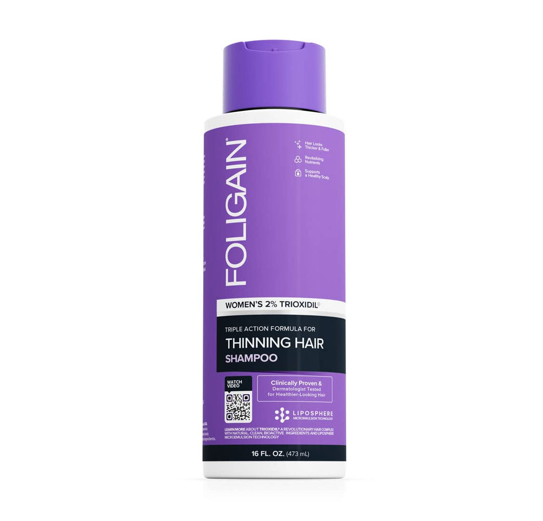 Foligain Triple Action Shampoo For Thinning Hair For Women with 2% Trioxidil | Hair Stimulating Shampoo | Women's Volumizing Shampoo (16oz), 15243