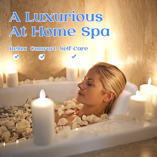 Bath Pillow, Bathtub Pillow with Anti-Slip Suction Cups, 4D Mesh Soft Spa Bath Tub Pillow Headrest, Bath Pillows for Tub with Neck and Back Support Fits Bathtub Spa Tub Jacuzzi, Fathers Day Dad Gifts
