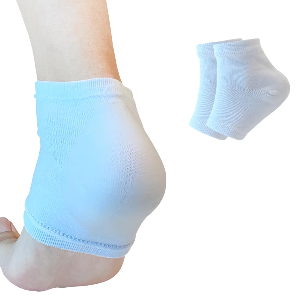 Moisturizing Gel Heel Socks to Repair Dry Cracked Heel - Soften, Soothe, and Revitalize Your Feet, for Men and Women (White, 1 Pair)
