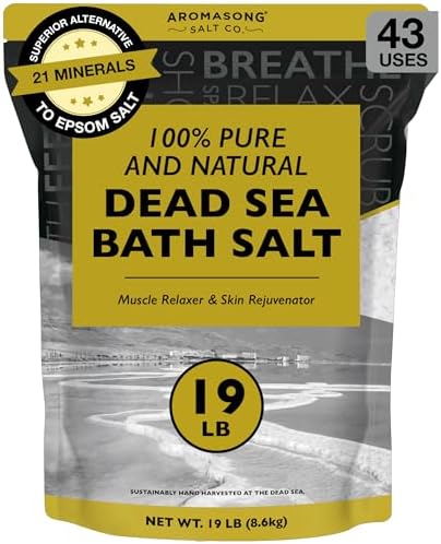 Aromasong Dead Sea Salt - Spa Bath Salt - 19 Lbs Fine Grain Bulk - 100% Pure - Better Absorbing Than Epsom Salt - Soak for Women & Men for Skin Issues and to Relax Tired Muscles - Resealable Pack.