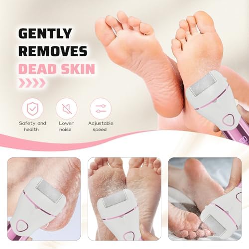 Electric Feet Callus Remover Foot File Electric Callus Remover Feet Portable Professional Pedi Feet Care for Dead Skin Callous Remover Tool 2 Speed Waterproof Pedicure Foot File Kit 5688PINK (Pink)