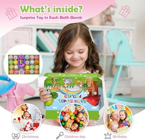 Bath Bombs for Kids with Surprise Inside, 20 Pack Kids Bath Bombs with Puppy Toys Pretend Playset, Safe Handmade Bubble Bath Fizzies Ball Gift Set for Girls Boys Birthday Christmas