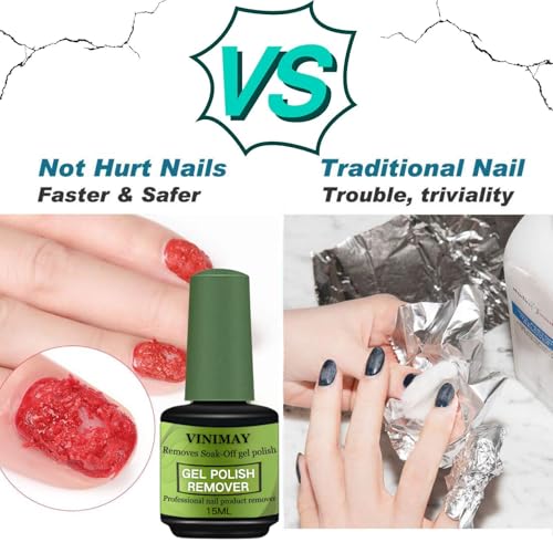 2 Pack 15ml Gel Remover Polish - Gel Polish Remover for Nails - Quickly & Easily Gel Nail Remover Within 3-5 Minutes - No Soaking or Wrapping Nail Gel Remover (0.51 Fl Oz (Pack of 2))