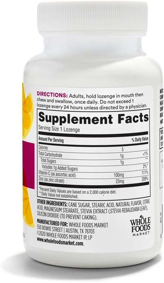 365 by Whole Foods Market, LOunceenges Zinc Vitamin C, 90 Count