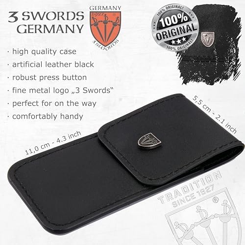 3 Swords Germany – Brand Quality fingernail & toenail Clipper, Manicure, Pedicure Nail Care by with Metal Nail File and case, Black Edition